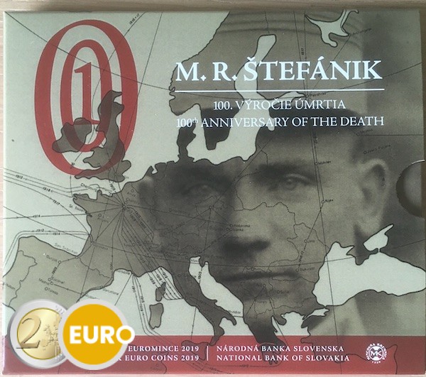 Série euro BU FDC Slovaquie 2019 + 2 euros Milan Rastislav Stefanik