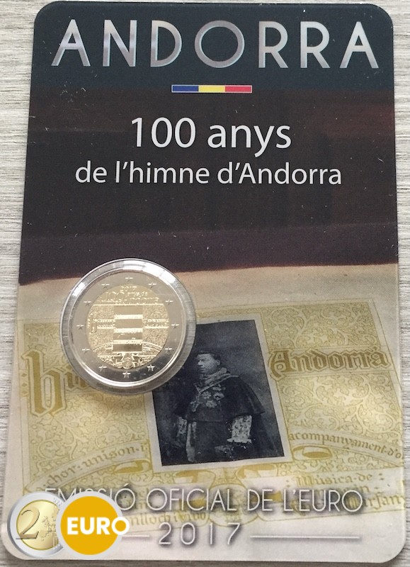 2 euros Andorre 2017 - 100 Ans Hymne BU FDC Coincard