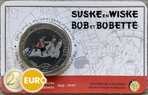 5 euros Belgique 2020 - Bob et Bobette BU FDC Coincard Colorisé