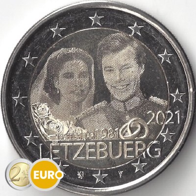 2 euros Luxembourg 2021 - 40 ans mariage Henri UNC Photo