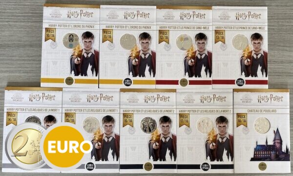 9 x 10 euros France 2021 - Harry Potter UNC argent en cartelette - Vague 2