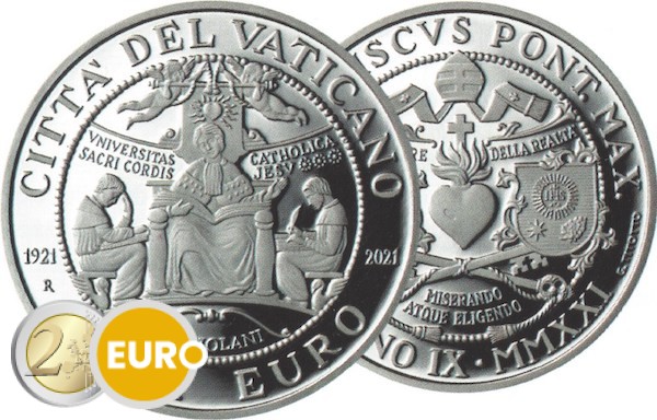 10 euros Vatican 2021 - Université Sacré Coeur BE Proof argent