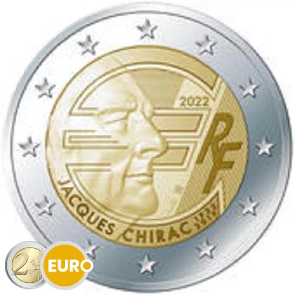 2 euros France 2022 - 20 ans euro cash Jacques Chirac UNC