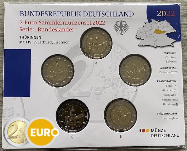 2 euros Allemagne 2022 - ADFGJ Thuringe BU FDC
