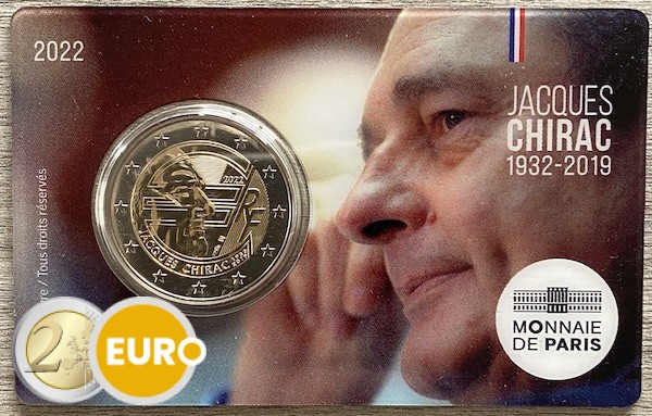 2 euros France 2022 - 20 ans euro cash Jacques Chirac BU FDC Coincard