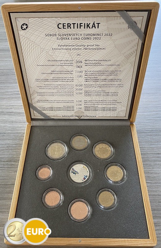 Série euro BE Proof Slovaquie 2022 Coffret en bois - Jeux olympiques d'hiver de Pékin