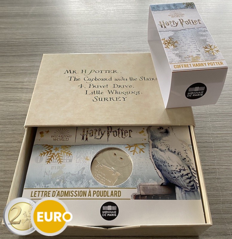 5 x 10 euros France 2022 - Harry Potter UNC argent en cartelette + 50 euros Lettre d'acceptance + Coffret