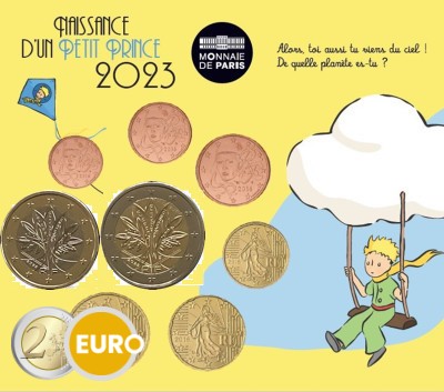 Série euro BU FDC France 2023 - Petit Prince Naissance garçon