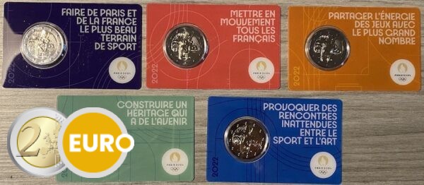 5 x 2 euros France 2022 - Génie et Lancer du disque - Arc de Triomphe BU FDC Coincard