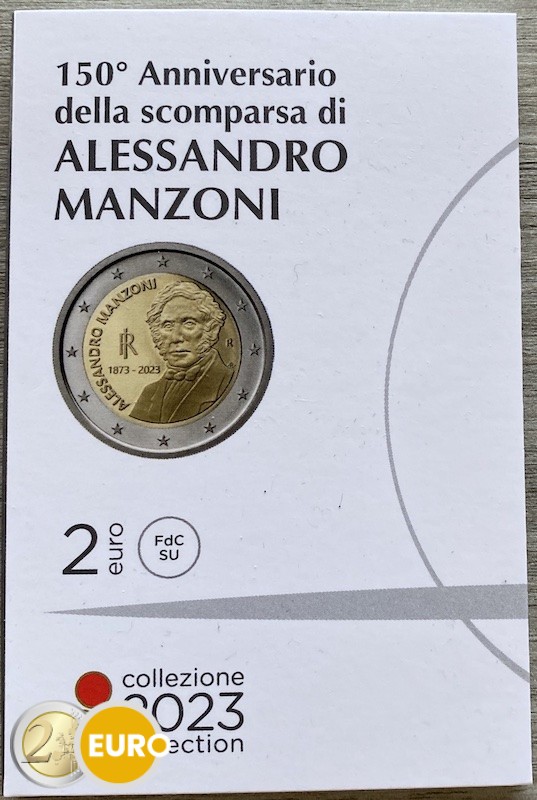 2 euros Italie 2023 - Alessandro Manzoni BU FDC Coincard