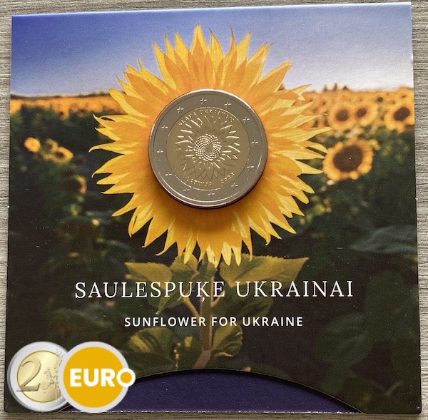 2 euros Lettonie 2023 - Tournesol ukrainien BU FDC Coincard
