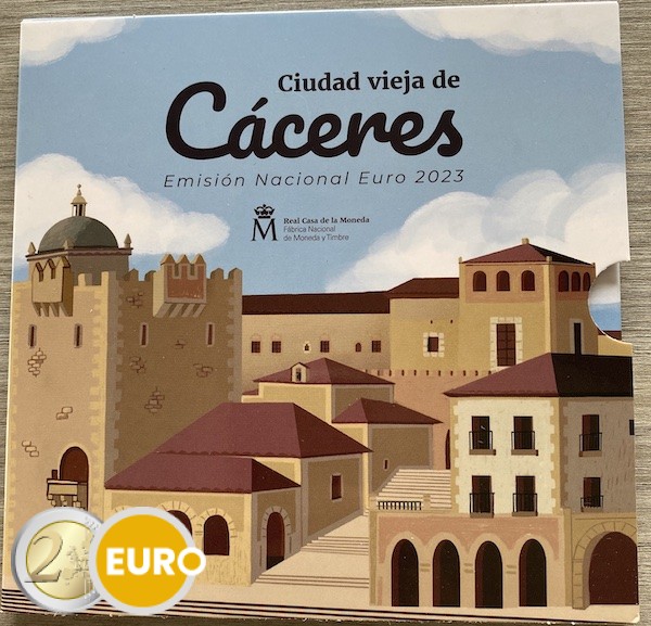 Série euro BU FDC Espagne 2023 + 2 euros Cáceres