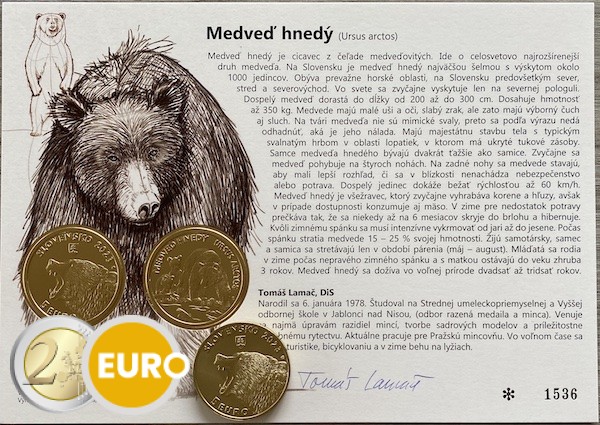 5 euros Slovaquie 2023 - Ours brun UNC avec certificat d'authenticité