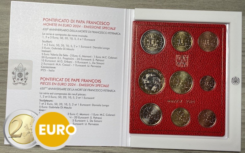 Série euro BU FDC Vatican 2024 + 5 euros Francesco Petrarch