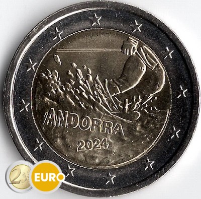 2 euros Andorre 2024 - 100 ans de ski UNC