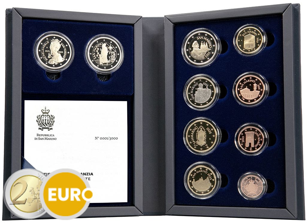 Série euro BE Proof Saint-Marin 2025 + 2 x 2 euros Année Sainte Michel-Ange