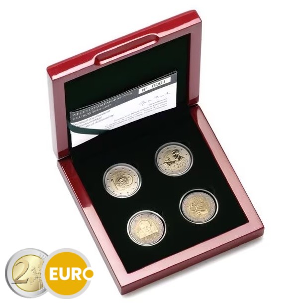 4 x 2 euros BE Polissage inversé Luxembourg 2024 et 2025 poinçon KNM