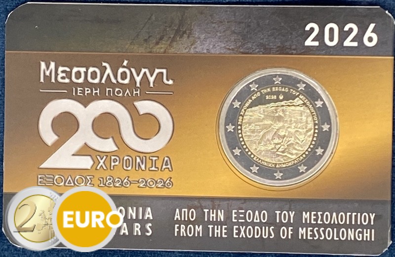 2 euros Grèce 2026 - La sortie de Messolonghi BU FDC Coincard